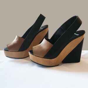 Pierre Hardy Black and Brown Wedge Heels